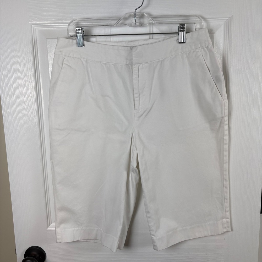 Lauren Ralph Lauren‎ Bermuda Shorts Women's 8 White Cotton Twill Preppy Nautical